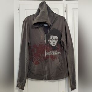 Y2K Vintage Grail 2002 Edward Scissorhands Johnny Depp Gray Zipper Hoodie XXL